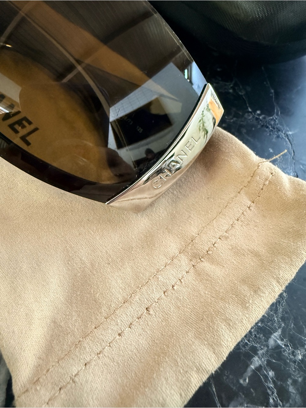 Vintage y2k CHANEL Brown Gradient Shield Sunglasses with Silver Logo Accent - Picture 3 of 13